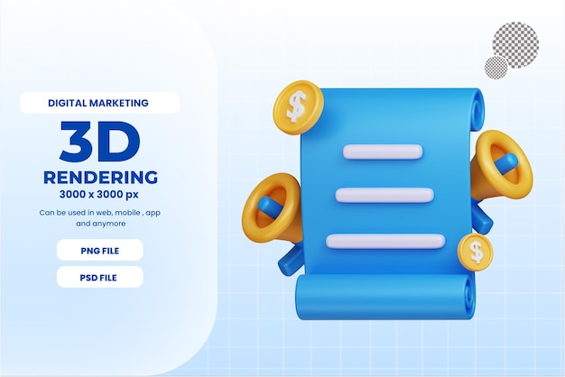 Icona di marketing digitale annuncio 3d premium psd