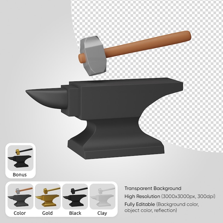 PSD 3d anvil with hammer