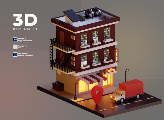 3d apartment location icon