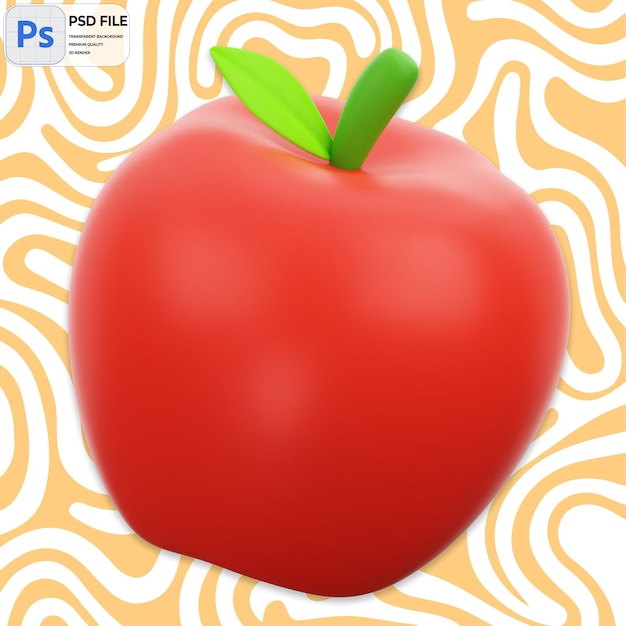 PSD 3d apple render icon изолированная png иллюстрация psd шаблон