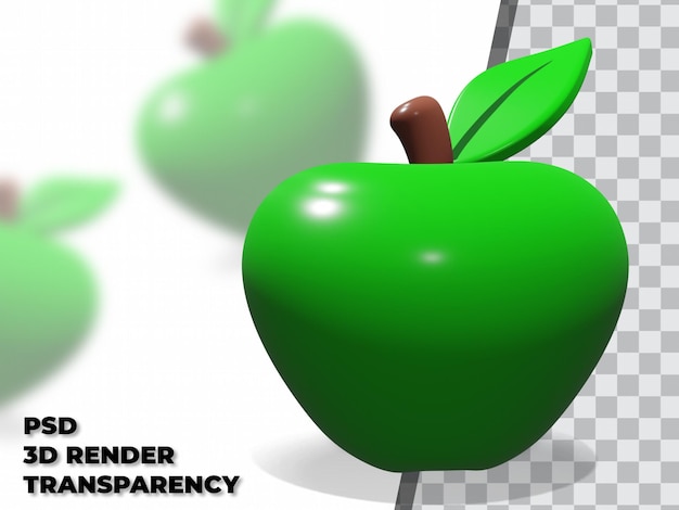 PSD 3d apple with transparency background