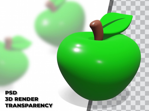 3d apple with transparency background