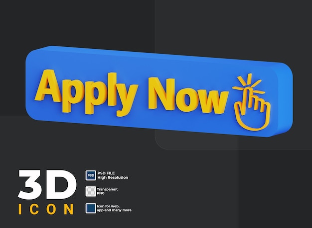 PSD 3d apply now button