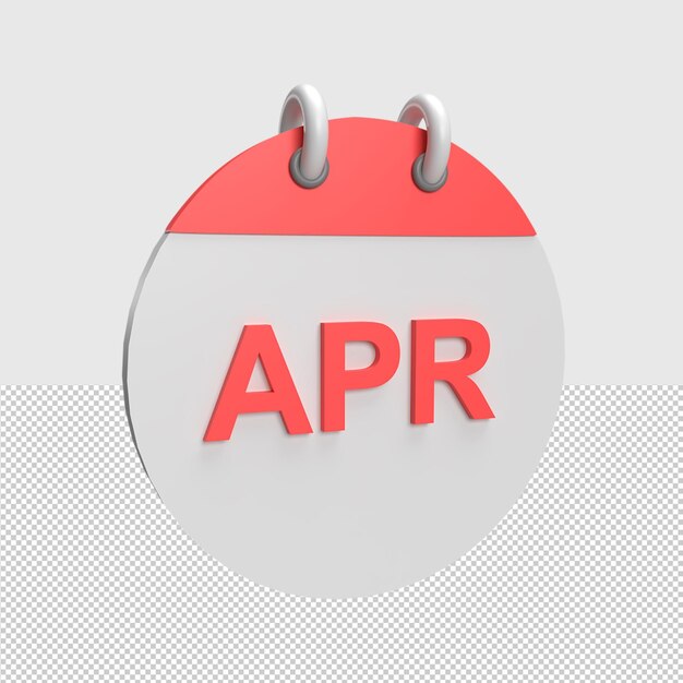 3d april calendar rendered object illustration