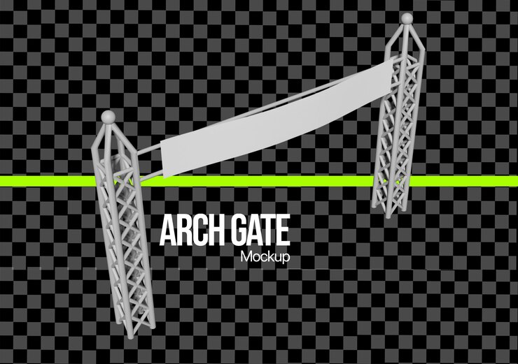 PSD 3d arch gate for billboard or music event mockup