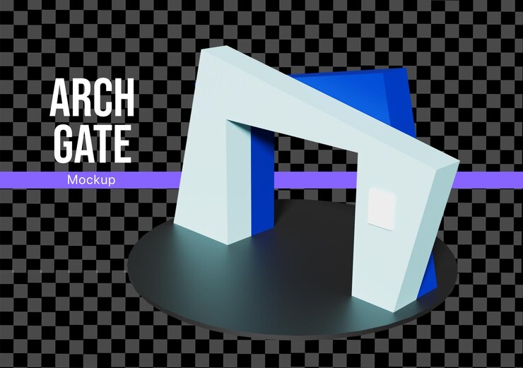 PSD 3d arch gate for exhibition event mockup