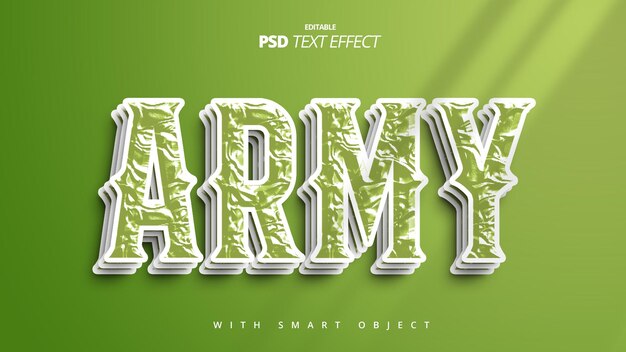 3D 軍綠色文字效果可編輯的模板設計