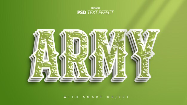 3d army green text effect editable template design