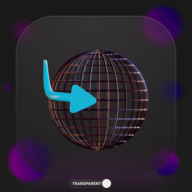 PSD 3d around world icon dark theme