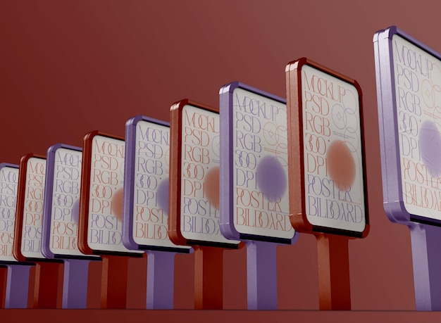 3d Array of Kiosk Advertisement Mockup