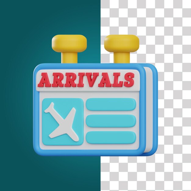 PSD 3d arrival board illustration