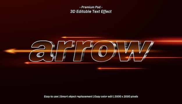 PSD 3d arrow редактируемый текстовый эффект