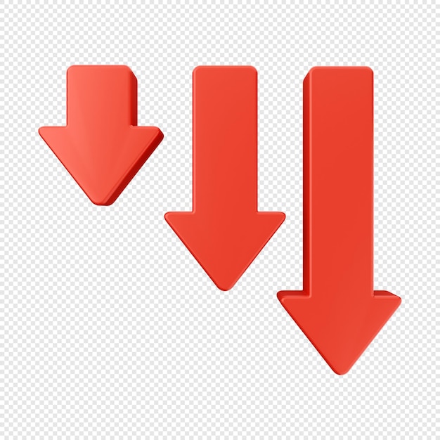 Illustrazione dell'icona di aumento e diminuzione della freccia 3d