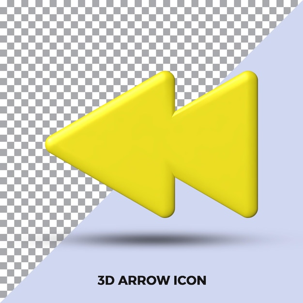 PSD 3d arrow previous icon isolated