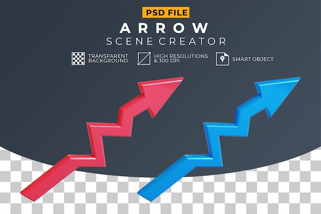 PSD 3d arrow red and blue set