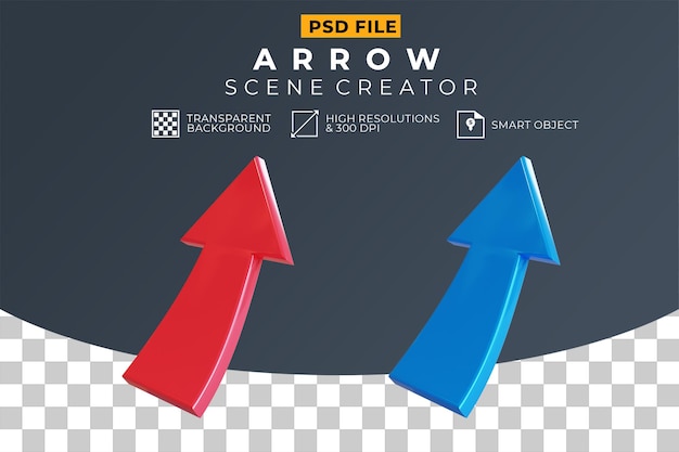 PSD 3d arrow red and blue set