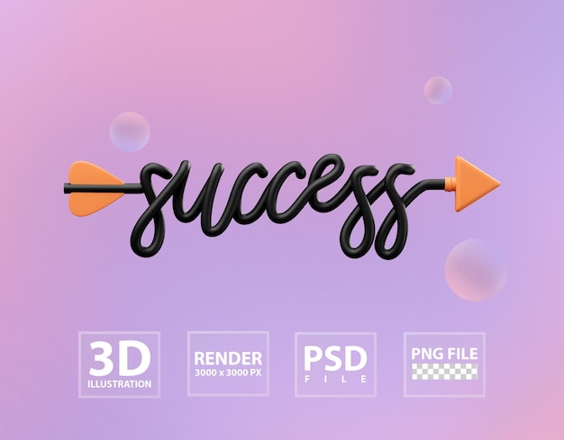 PSD 3d arrow word