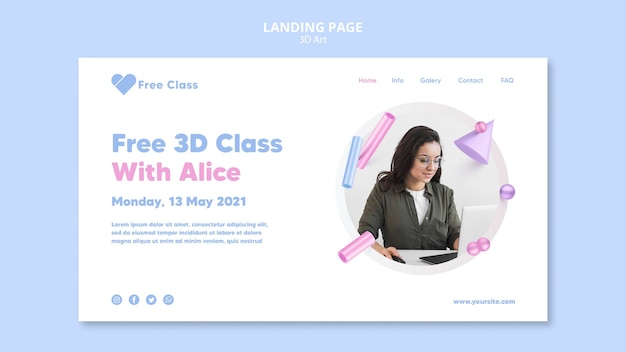 3d art class landing page