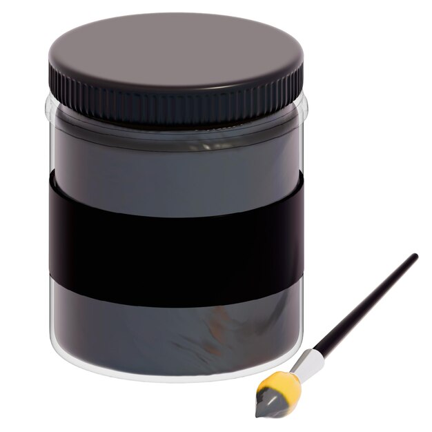 PSD 3d art supplies for teachers day clipart gouache paint pot back to school