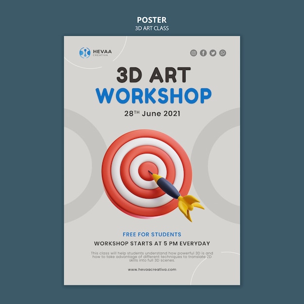 Poster di laboratorio d'arte 3d