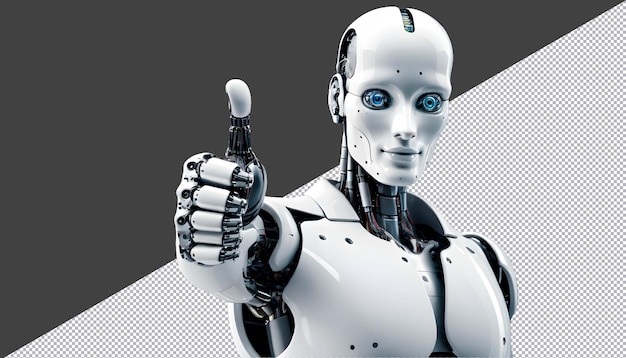 PSD 3d artificial intelligence android robot giving a thumbs up sign with its hand