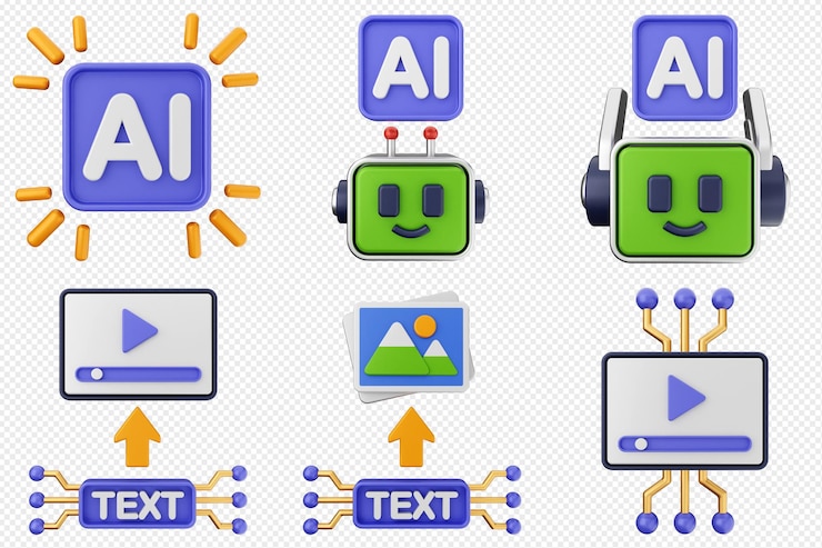 PSD 3d artificial intelligence icon set bundle