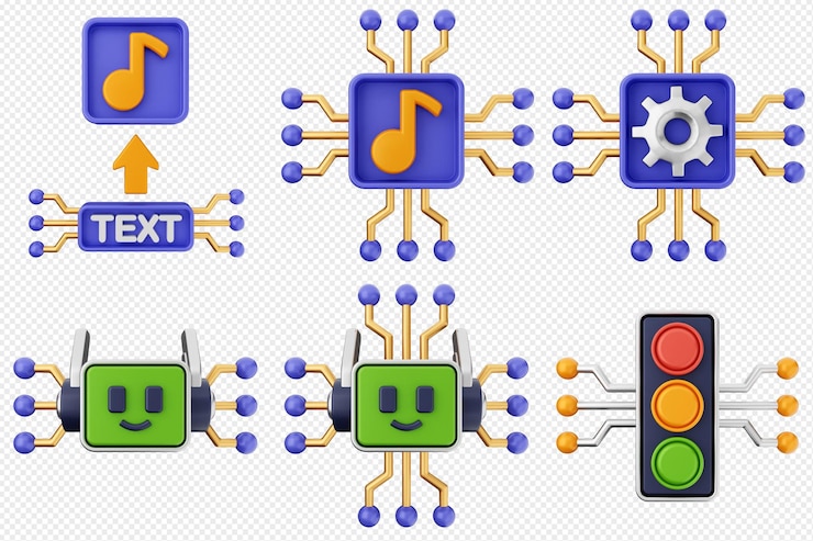PSD 3d artificial intelligence icon set bundle