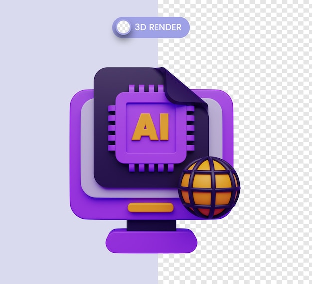 3d artificial intelligence or microchip processor illustration for website image generator