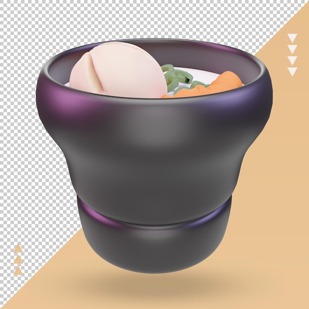 3d 아시아 음식 Chawanmushi 렌더링 전면 보기