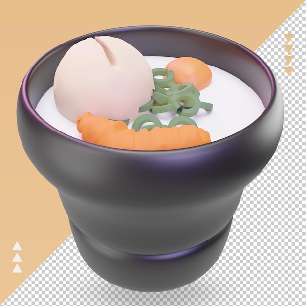 PSD 3d 아시아 음식 chawanmushi 렌더링 오른쪽 보기