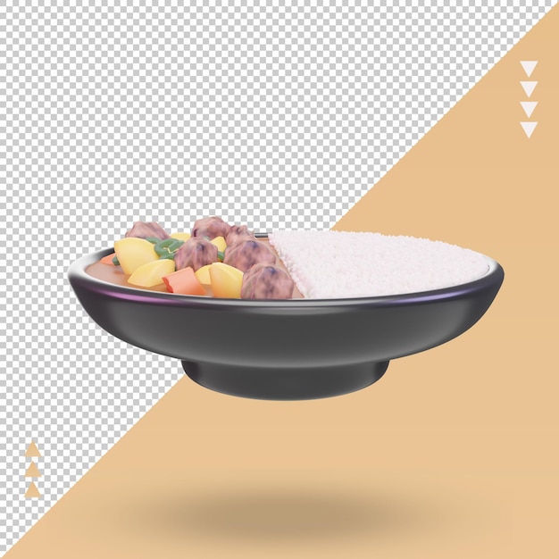 PSD 3d asian food kare raisu rendering front view