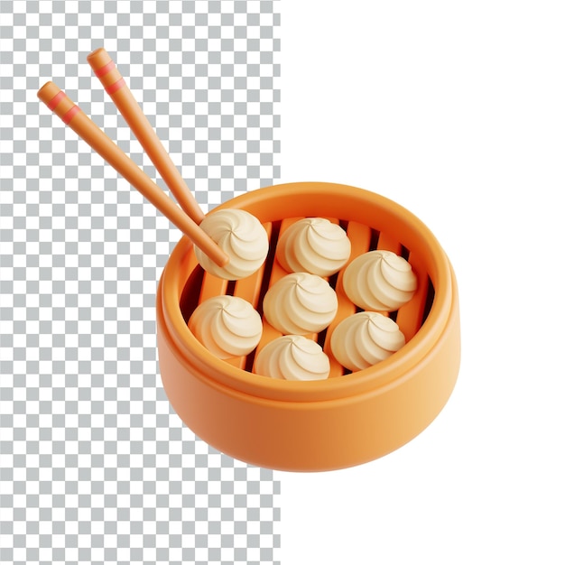 PSD 3d-иллюстрация дизайна рендеринга азиатских продуктов питания