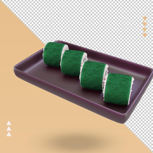 3d Asian food Sushi roll rendering left view