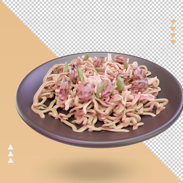 3d cibo asiatico yakisoba rendering vista sinistra