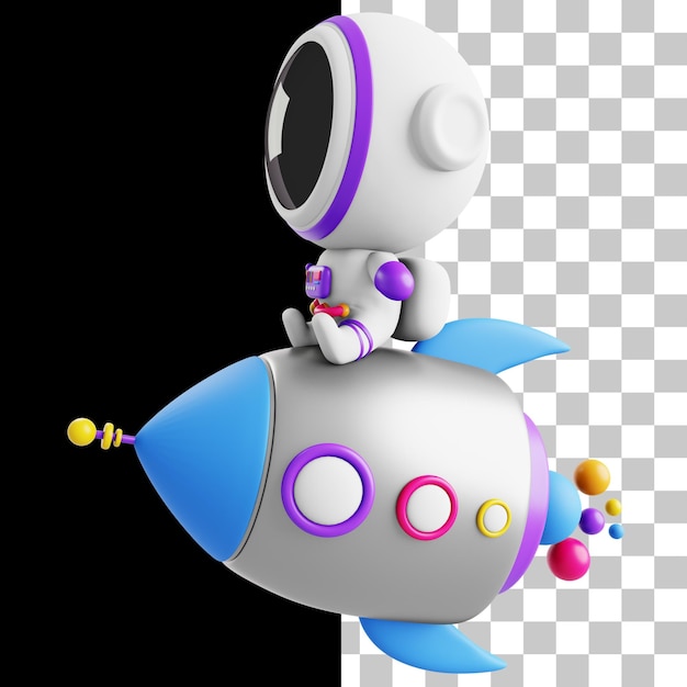 3D Astronaut On a Rocket