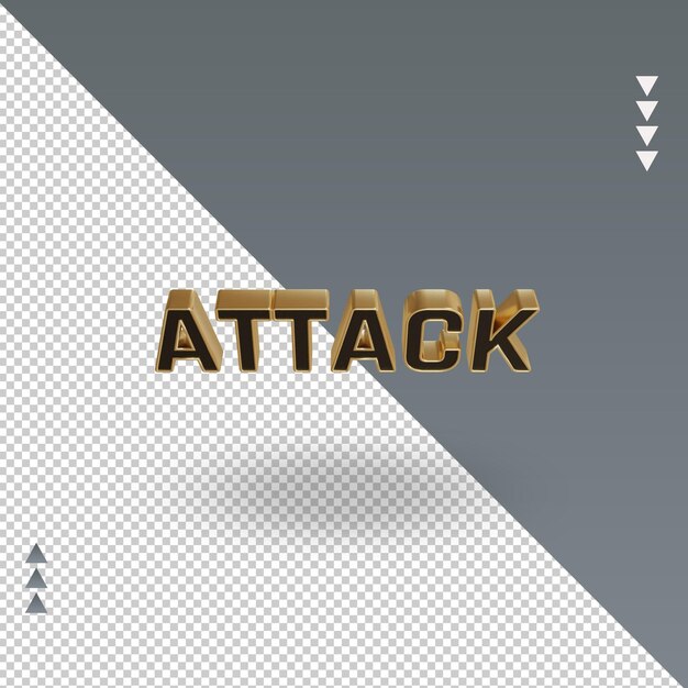 PSD 3d attack rendering del testo in oro nero vista dall'alto