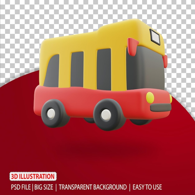3d Autobus Ikona Podróżująca Ilustracja Renderowania Z Przezroczystym Tłem