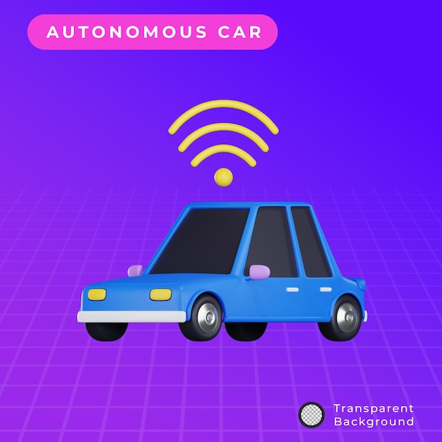 3D Autonoom rijdende autoillustratie