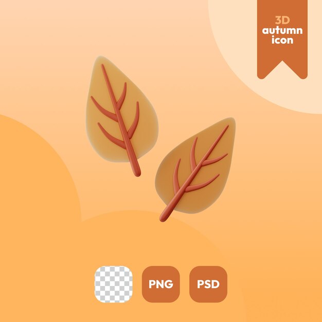 PSD 3d autumn icon autumn leaves