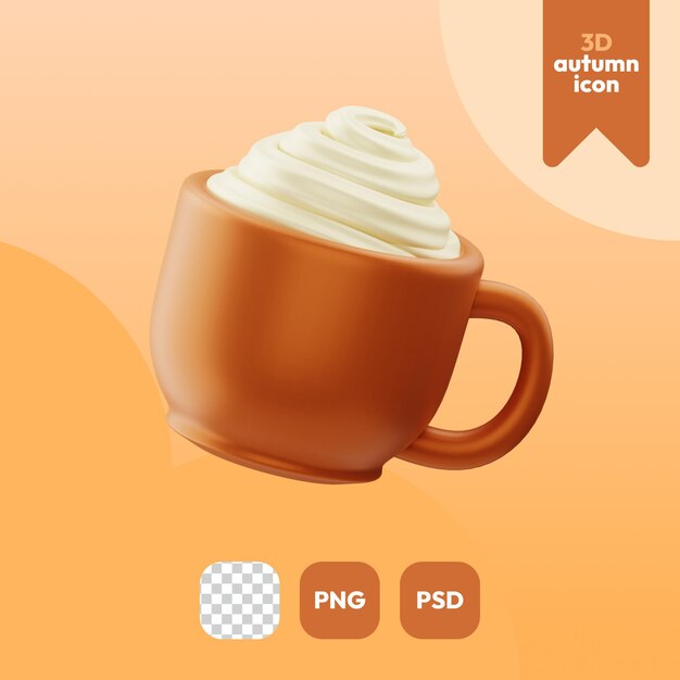 3D autumn icon a mug of pumpkin spice latte