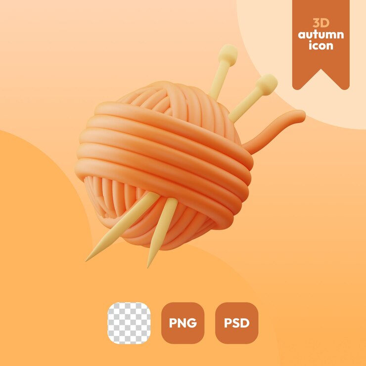 PSD 3d осенняя иконка пряжи