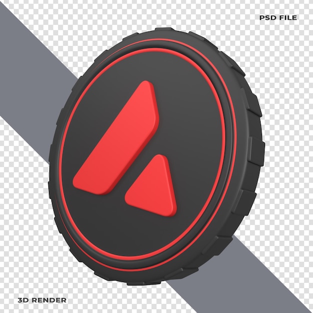 3D Avalanche Avax Crypto Coin renderowane na przezroczystym tle