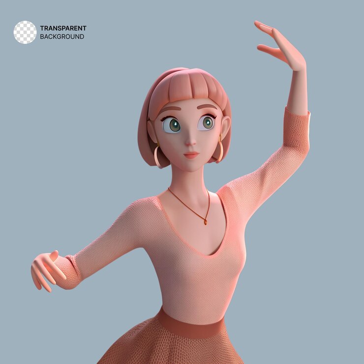 PSD иллюстрация персонажа 3d-аватара балетная танцовщица