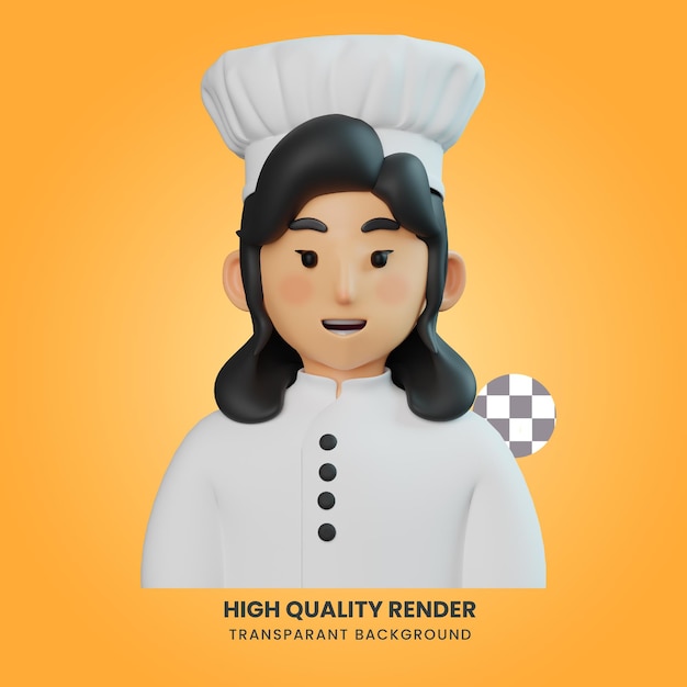 3D 아바타 요리사 소녀 일러스트레이션