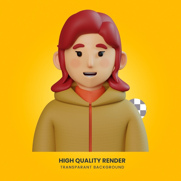 3d avatar hoodie girl illustration