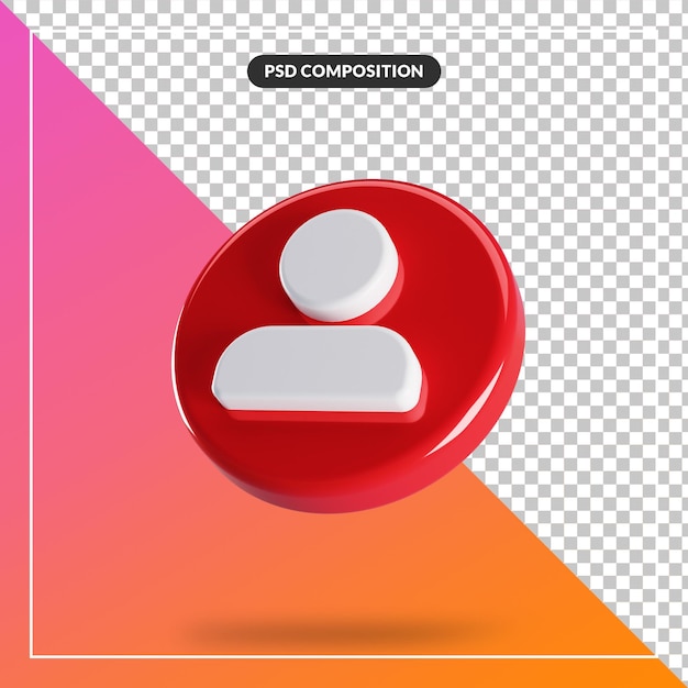 Icona di avatar 3d con cerchio rosso isolato