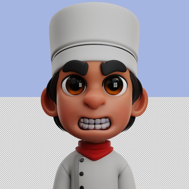 3d avatar illustration chef isolated on the transparent background