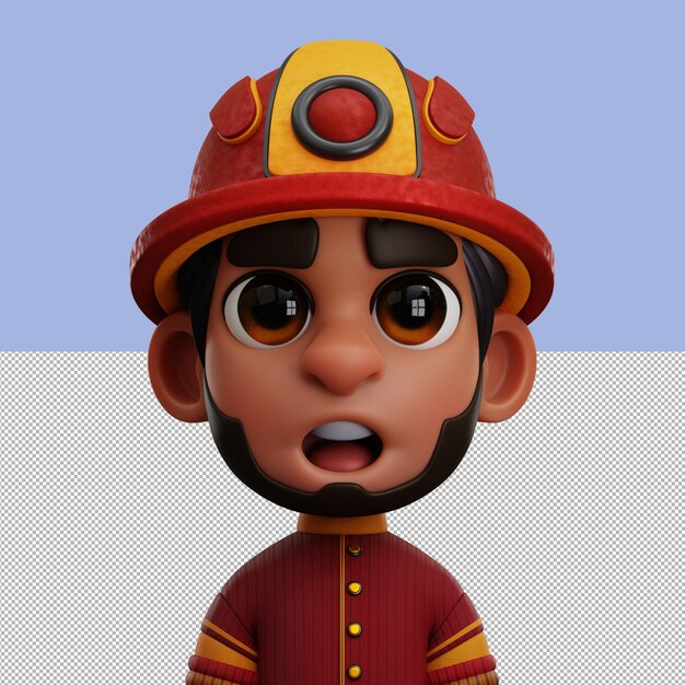 PSD 3d avatar illustration firefighter isolated on the transparent background