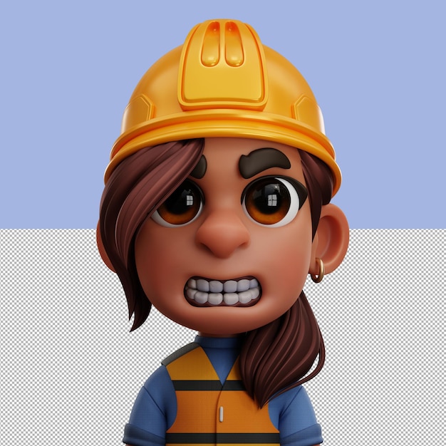 PSD 3d avatar ilustracja kobieta budowy na białym tle na przezroczystym tle