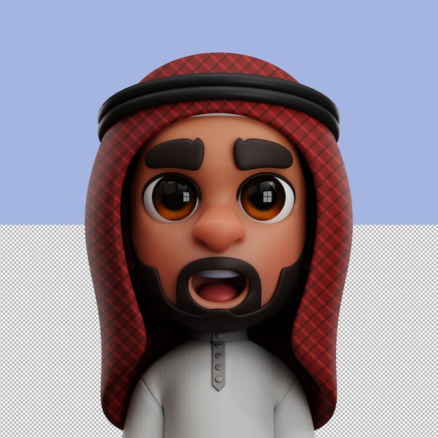 PSD 3d avatar ilustracja mężczyzna z arabii saudyjskiej izolowany na przezroczystym tle